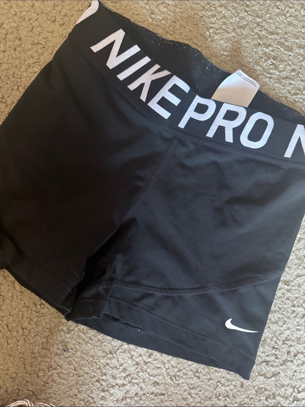 Nike Black Pro Compression Shorts with White Logo
